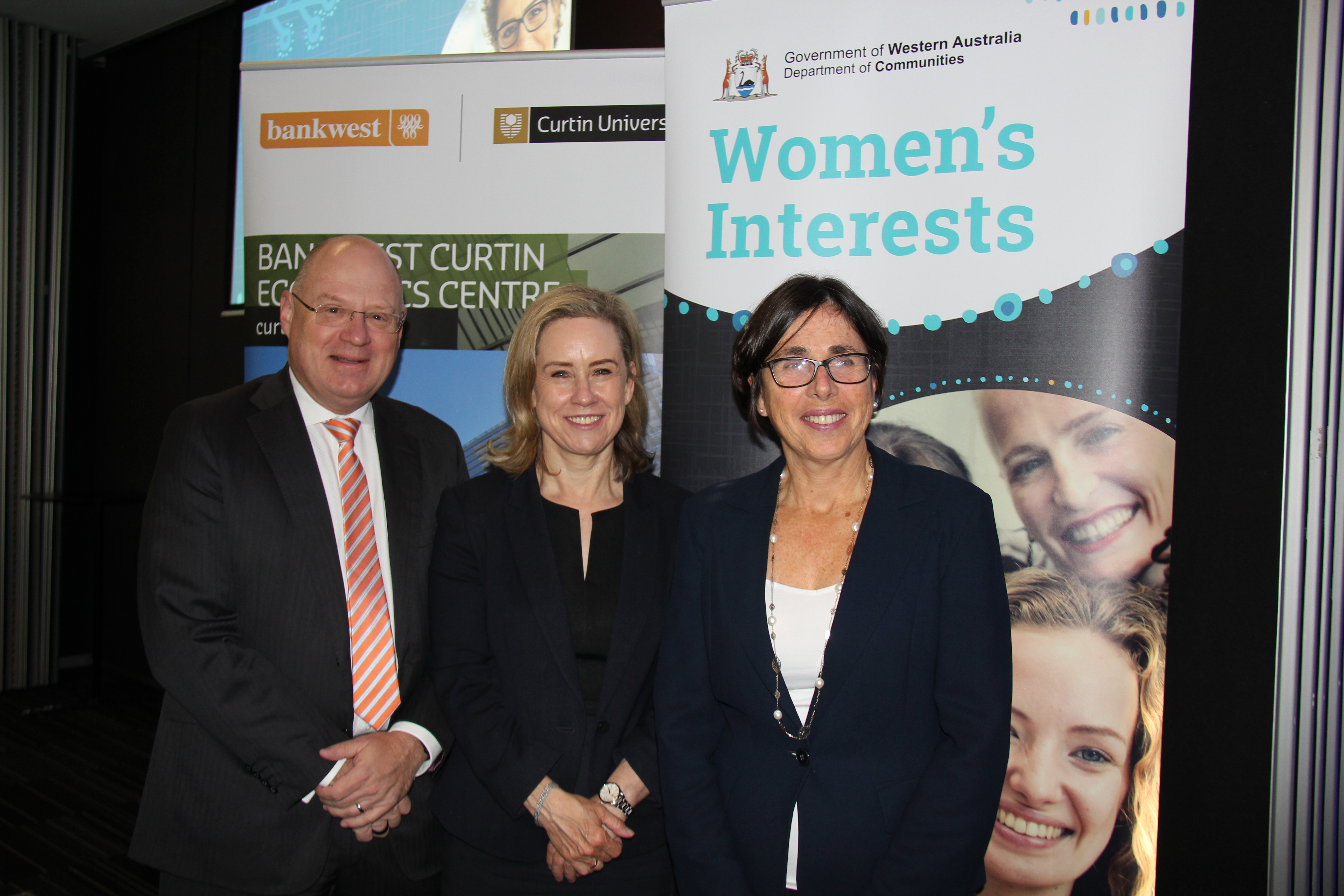 Women's Report Card Launch, photo of Rowan Munchenberg, Simone McGurk and Michelle Andrews
